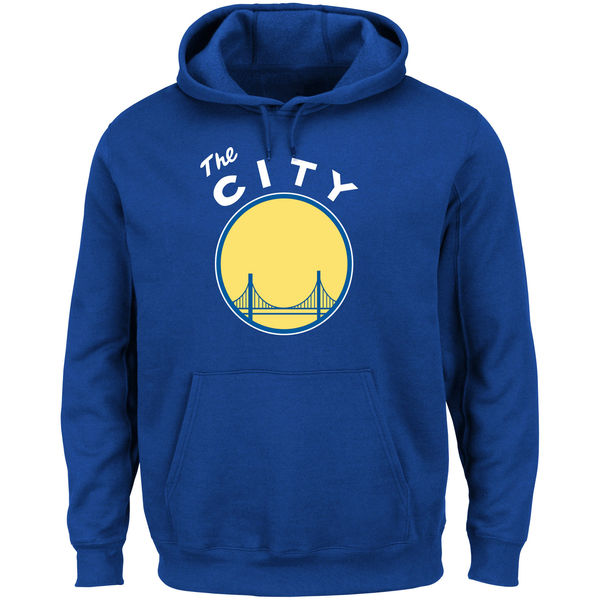  Men Golden State Warriors Majestic Hardwood Classics Tech Patch Pullover Hoodie Royal->golden state warriors->NBA Jersey